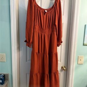 Elegant Rust Maxi Dress
